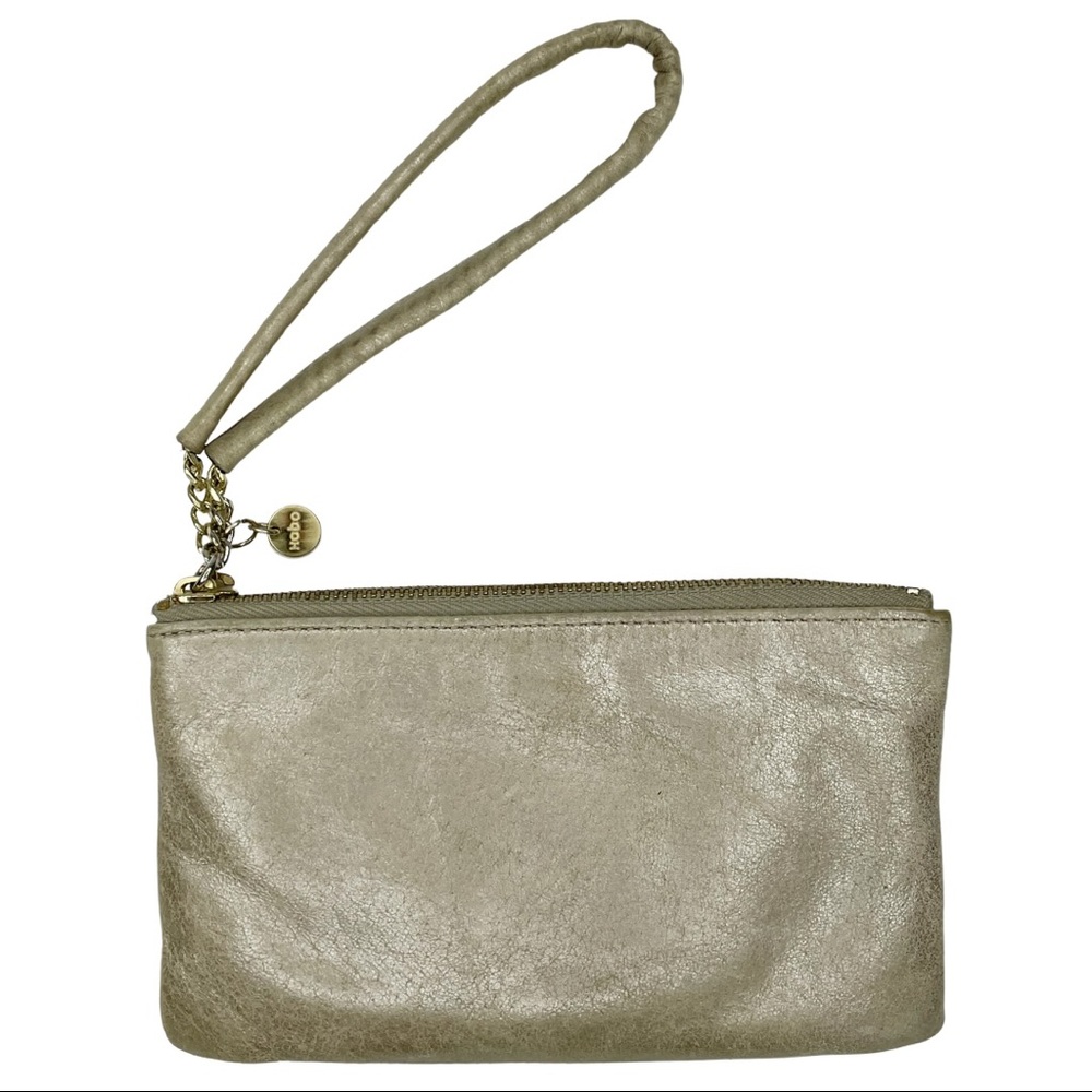 Hobo Metallic Gold Dual Zip Wristlet Wallet
